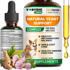 TOBYDIC Drops botella: tratamiento herbal suave para levadura en mascotas.