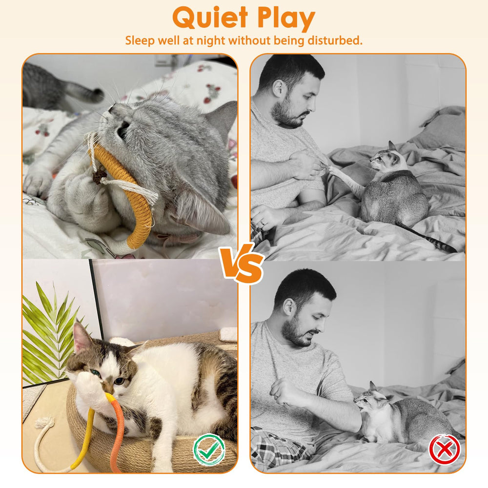 Tocirelo ofrece dos longitudes de cuerda para gatos, para juego flexible.