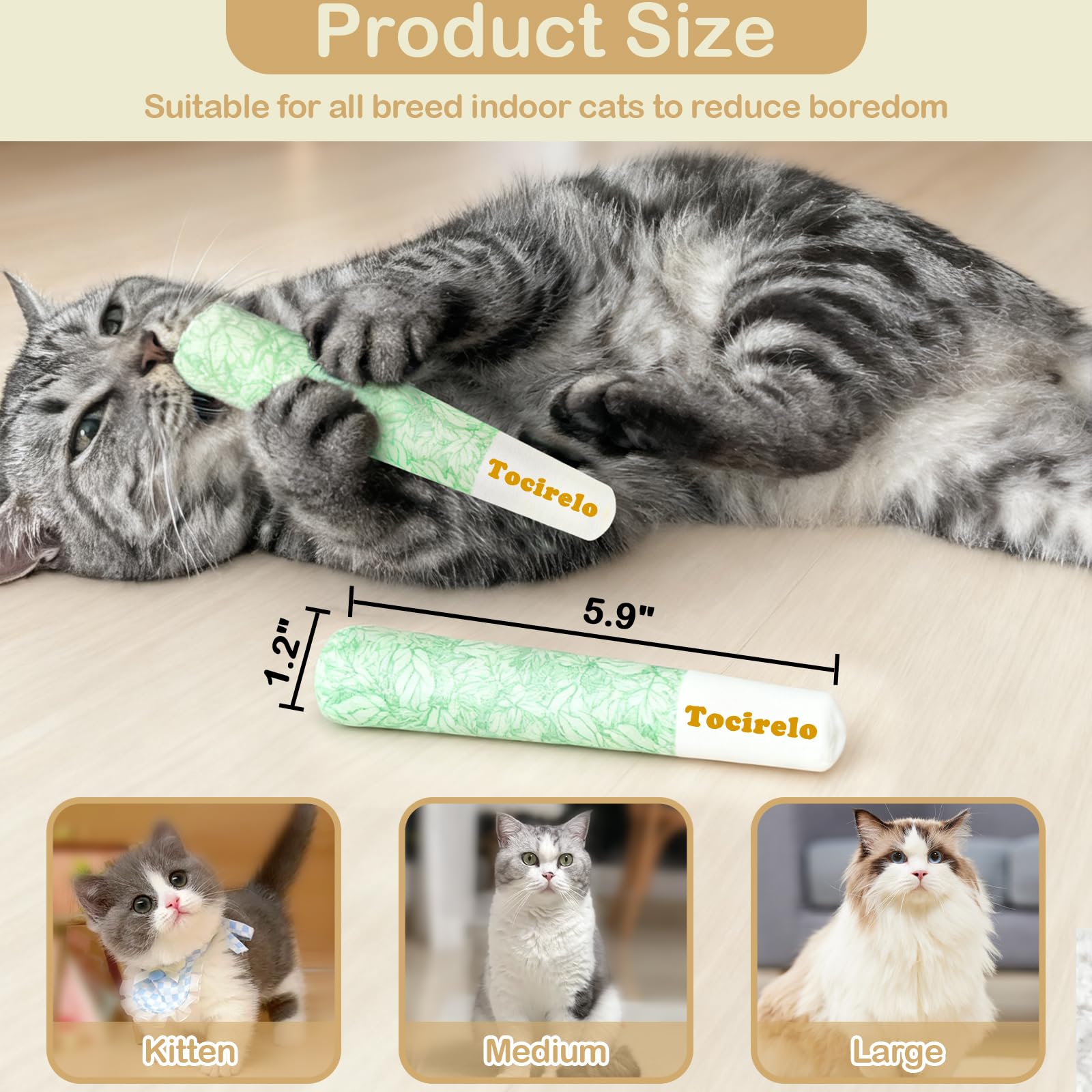 Tocirelo juguetes catnip uso interior, entretenimiento seguro para gatos
