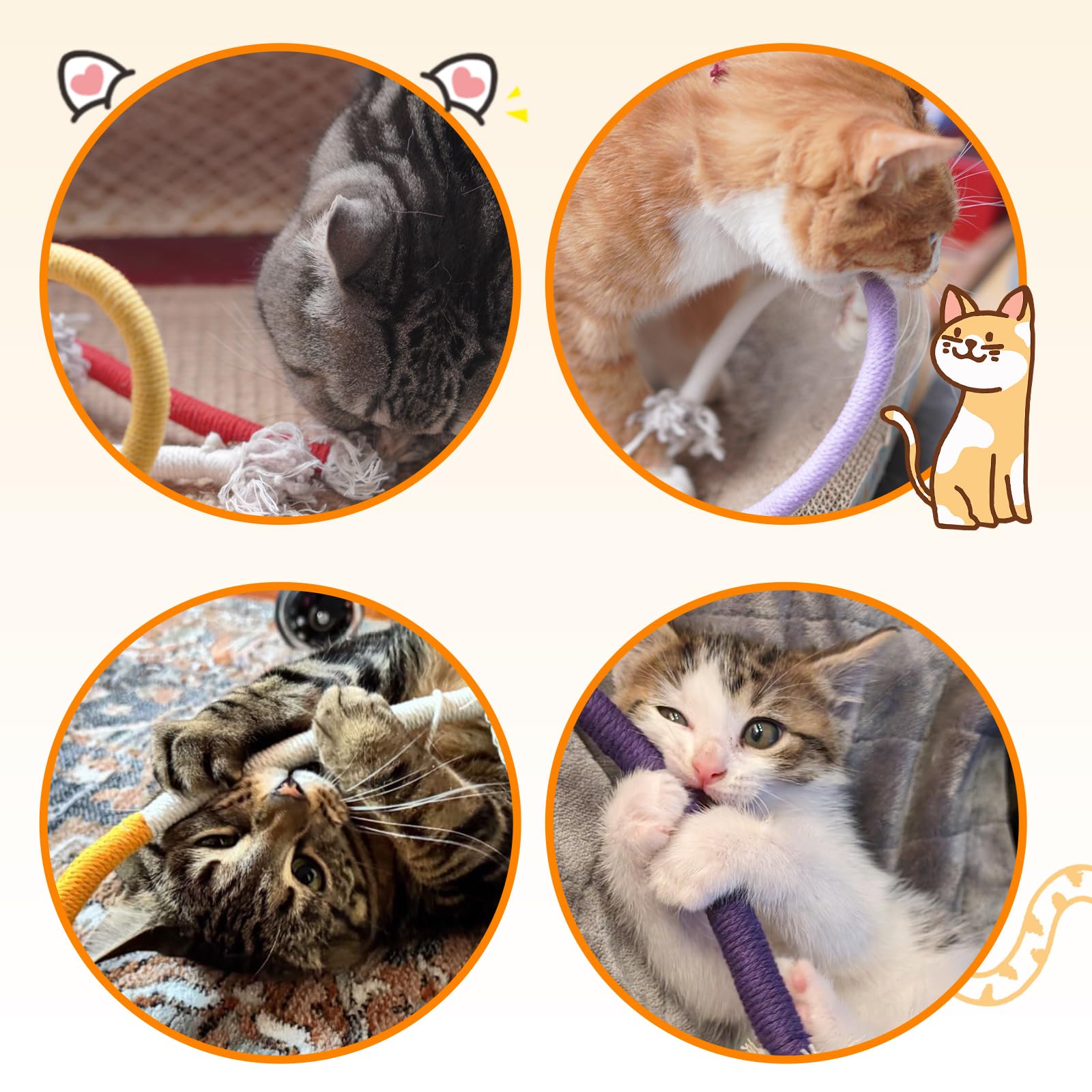 Tocirelo lote 6 juguetes cuerda para gatos, ideal para redirigir la masticación.