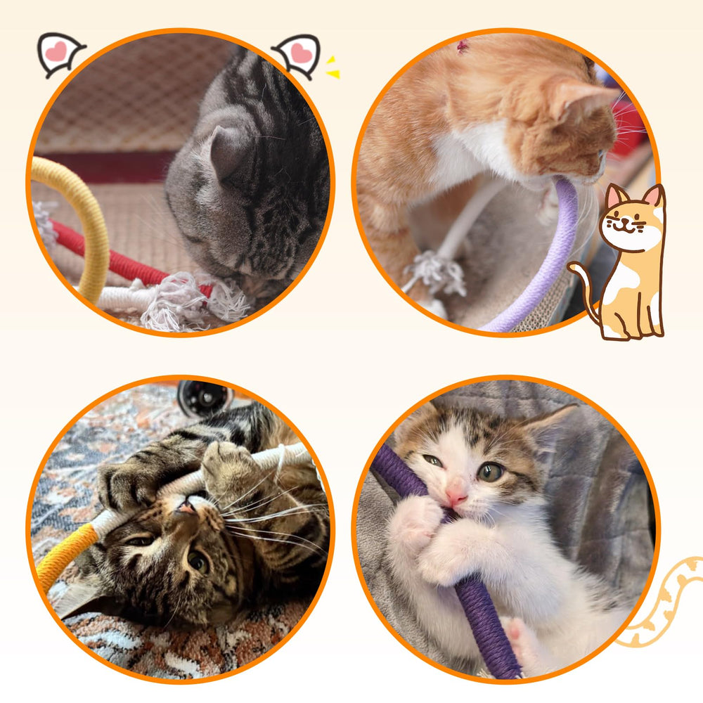 Tocirelo lote 6 juguetes cuerda para gatos, ideal para redirigir la masticación.