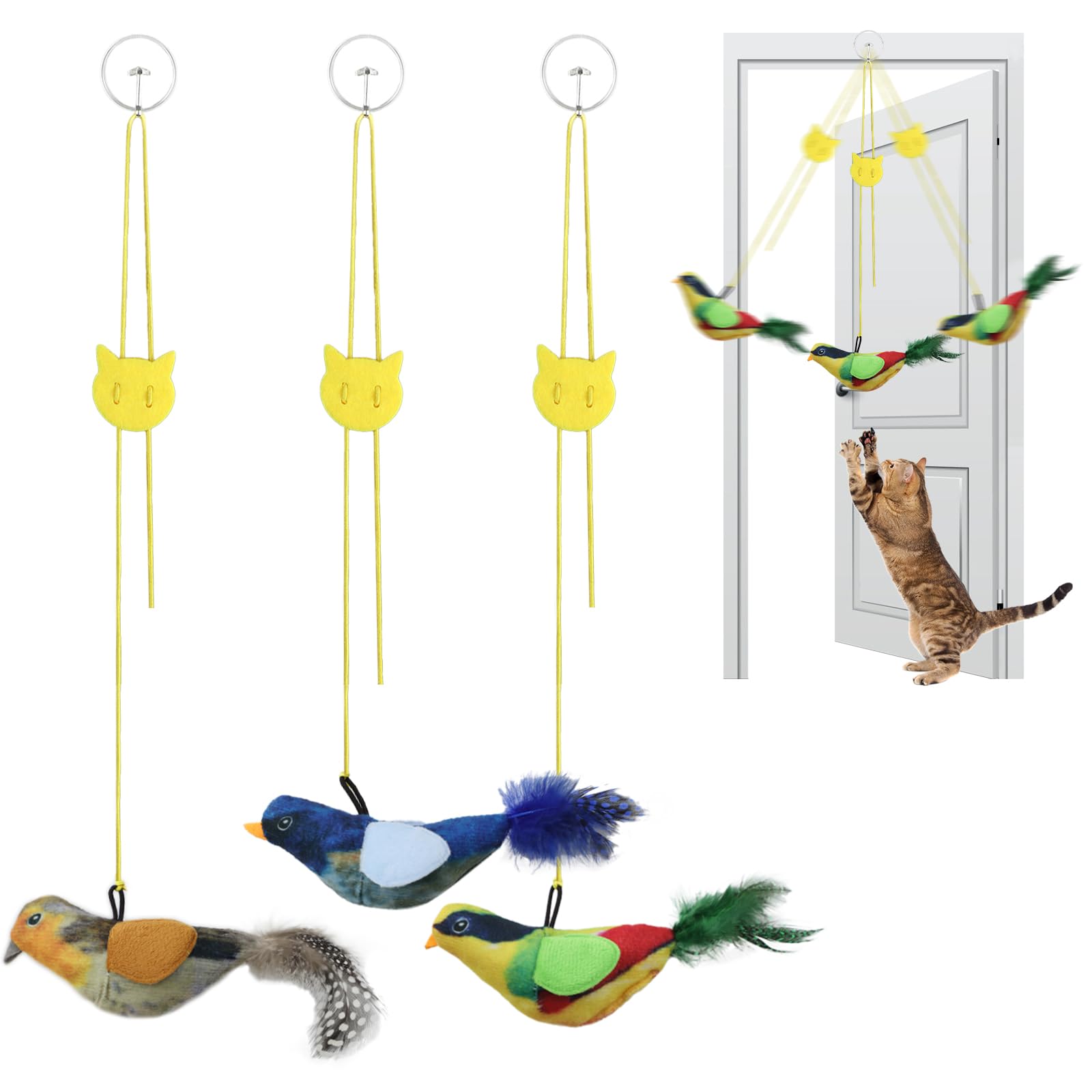tocirelo pajarito interactivo realista con plumas para ejercitar al gato.