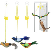 tocirelo pajarito interactivo realista con plumas para ejercitar al gato.