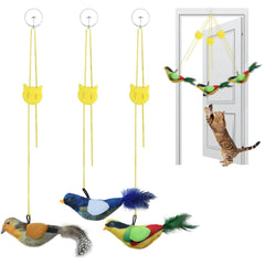 tocirelo pajarito interactivo realista con plumas para ejercitar al gato.