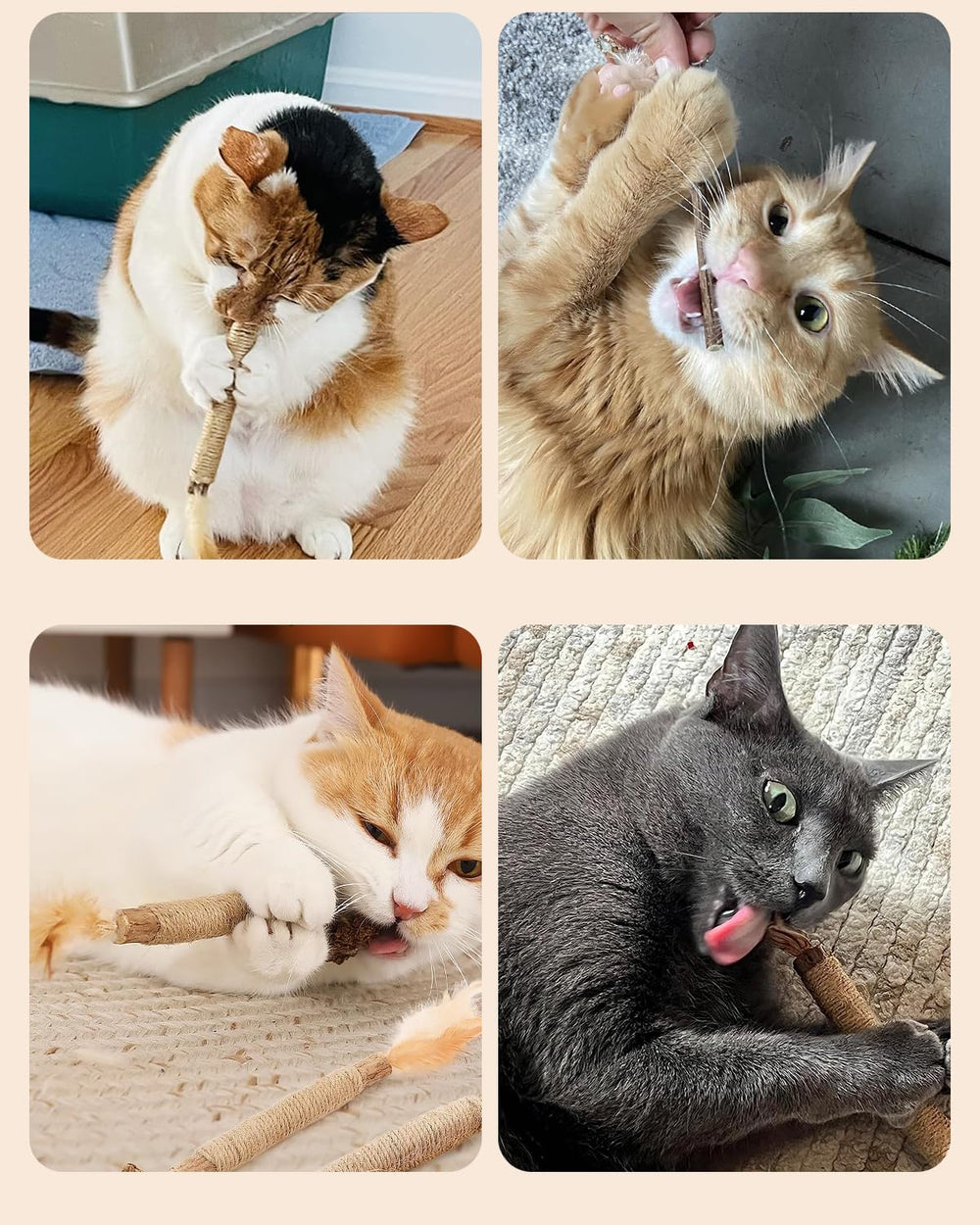 Tocirelo palitos silvervine para gatos, ideal para juegos en interiores supervisados