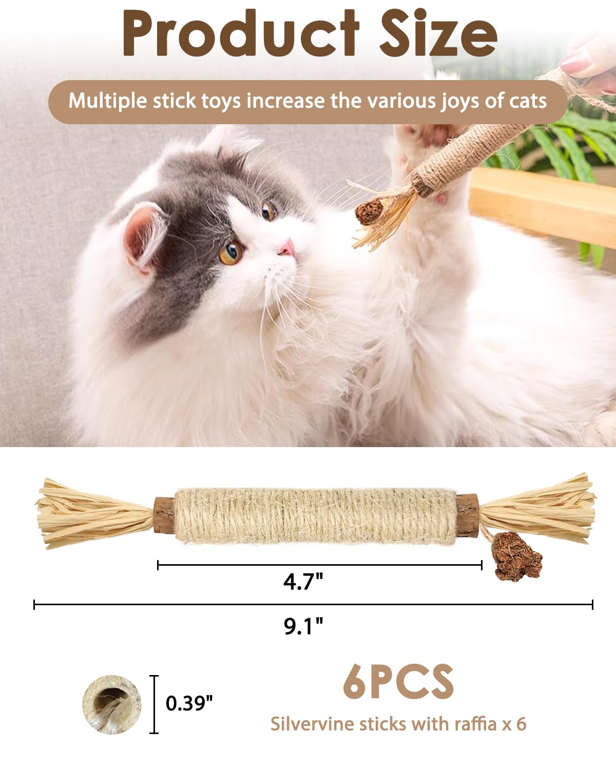 Tocirelo-seis-piezas-silvervine: variedad para mantener a tu gato entretenido.
