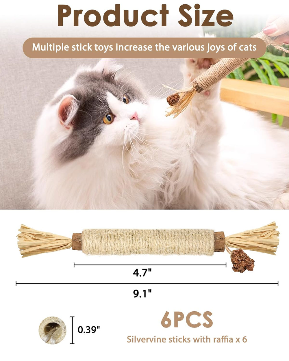 Tocirelo-seis-piezas-silvervine: variedad para mantener a tu gato entretenido.