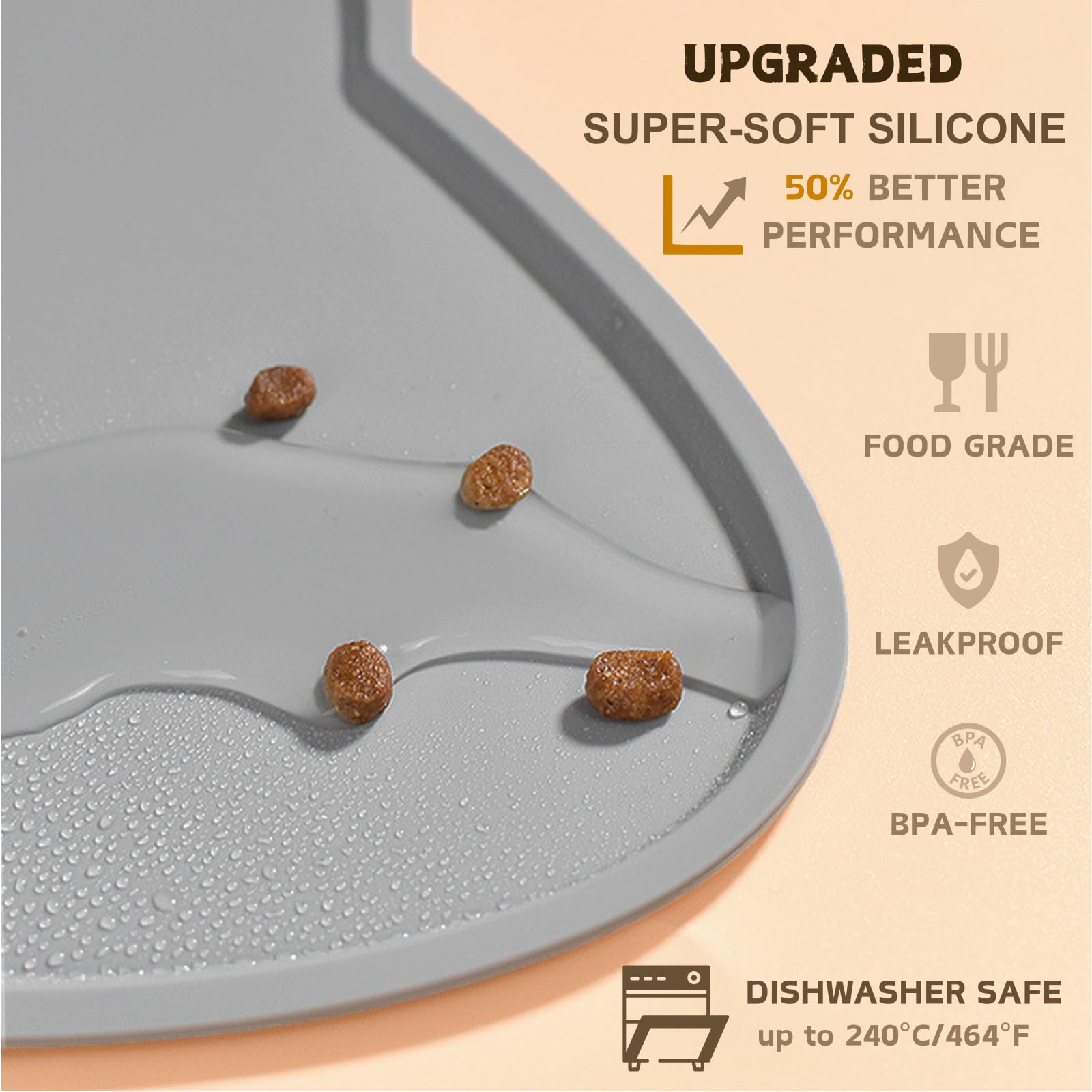 Tokayife Alfombrilla silicona impermeable, apta para lavavajillas, fácil de limpiar