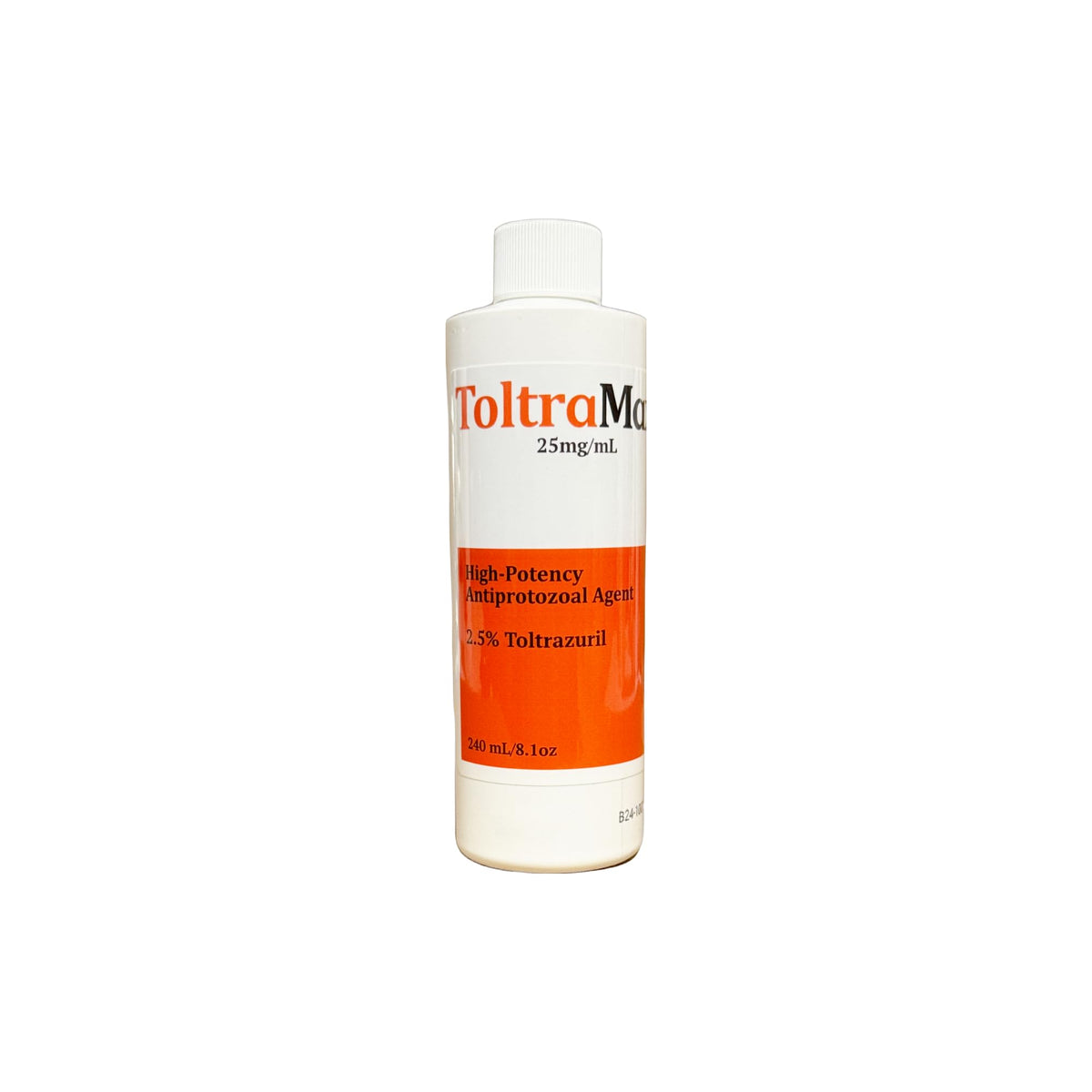 ToltraMax Toltrazuril 2.5% en botella de 240 ml para caballos, perros y gatos.