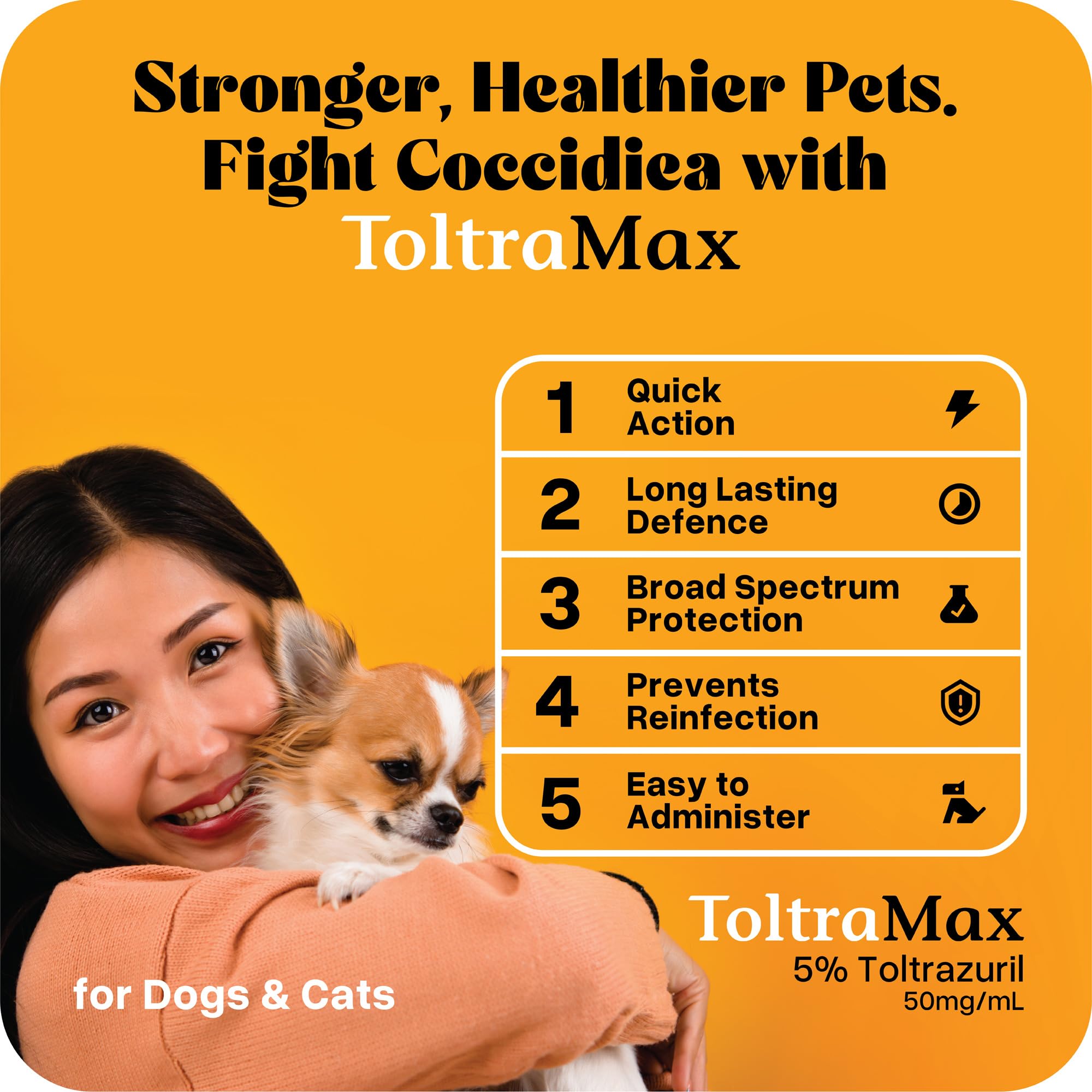 ToltraMax Toltrazuril 5.0% – dosis fácil para caballos, perros y gatos.