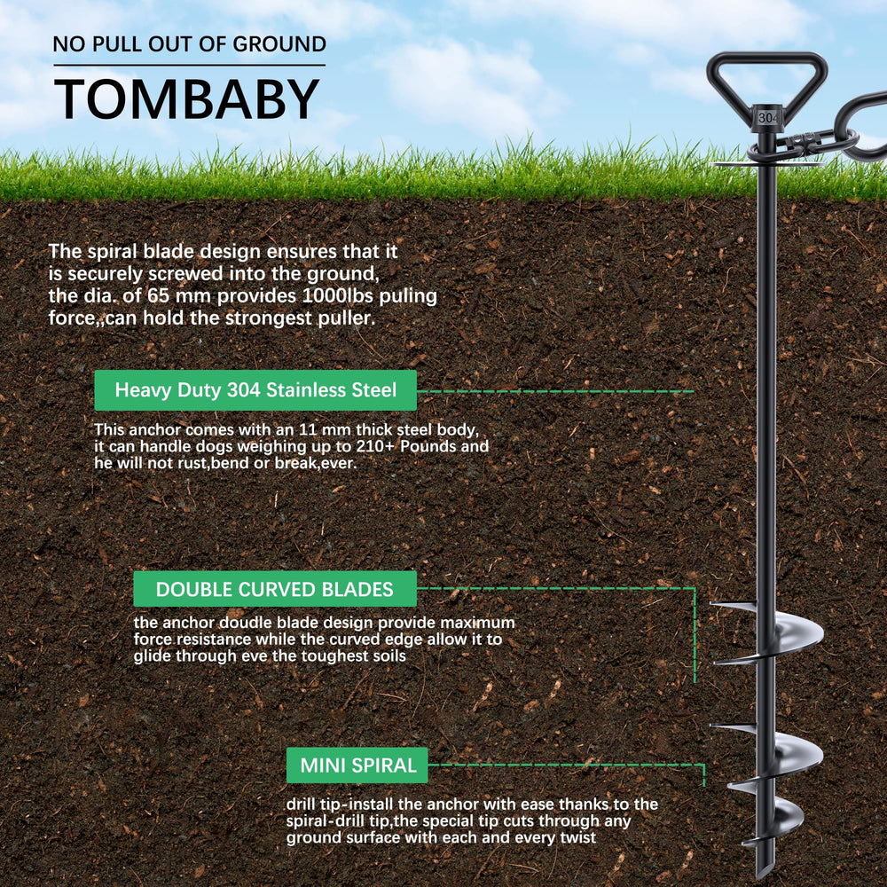 TOMBABY cable para perro con antienredo, seguro y fácil de usar