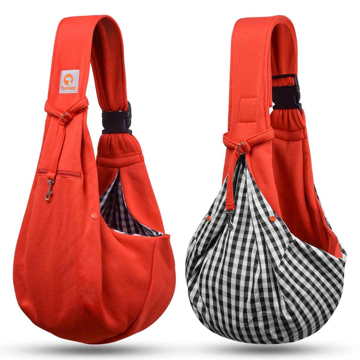 TOMKAS bandolera para perro pequeño rojo, detalle de tejido suave y duradero.