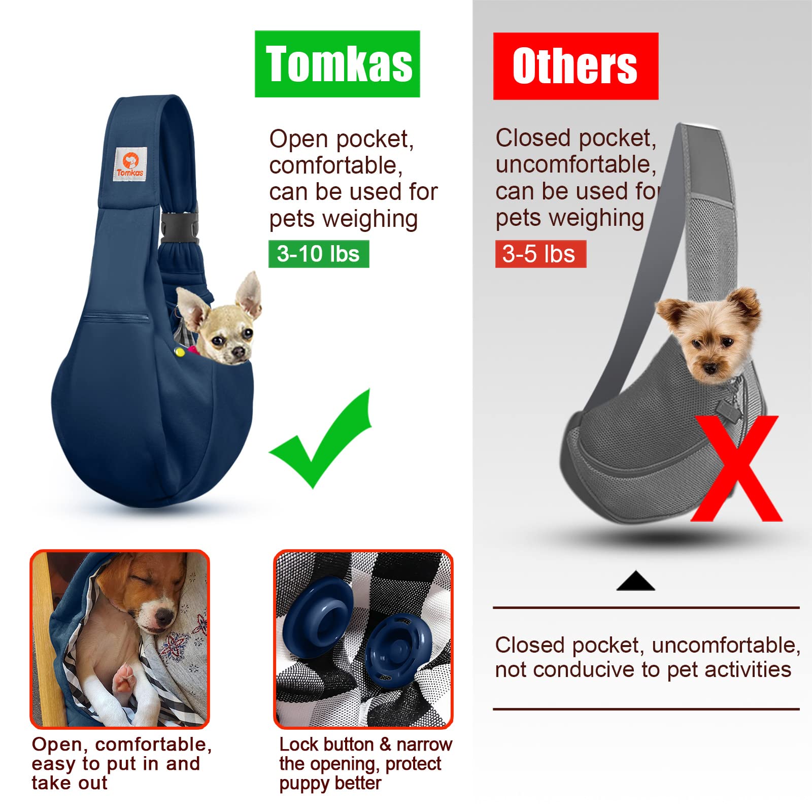 Tomkas para perros de 3-10 libras, ideal para razas pequeñas