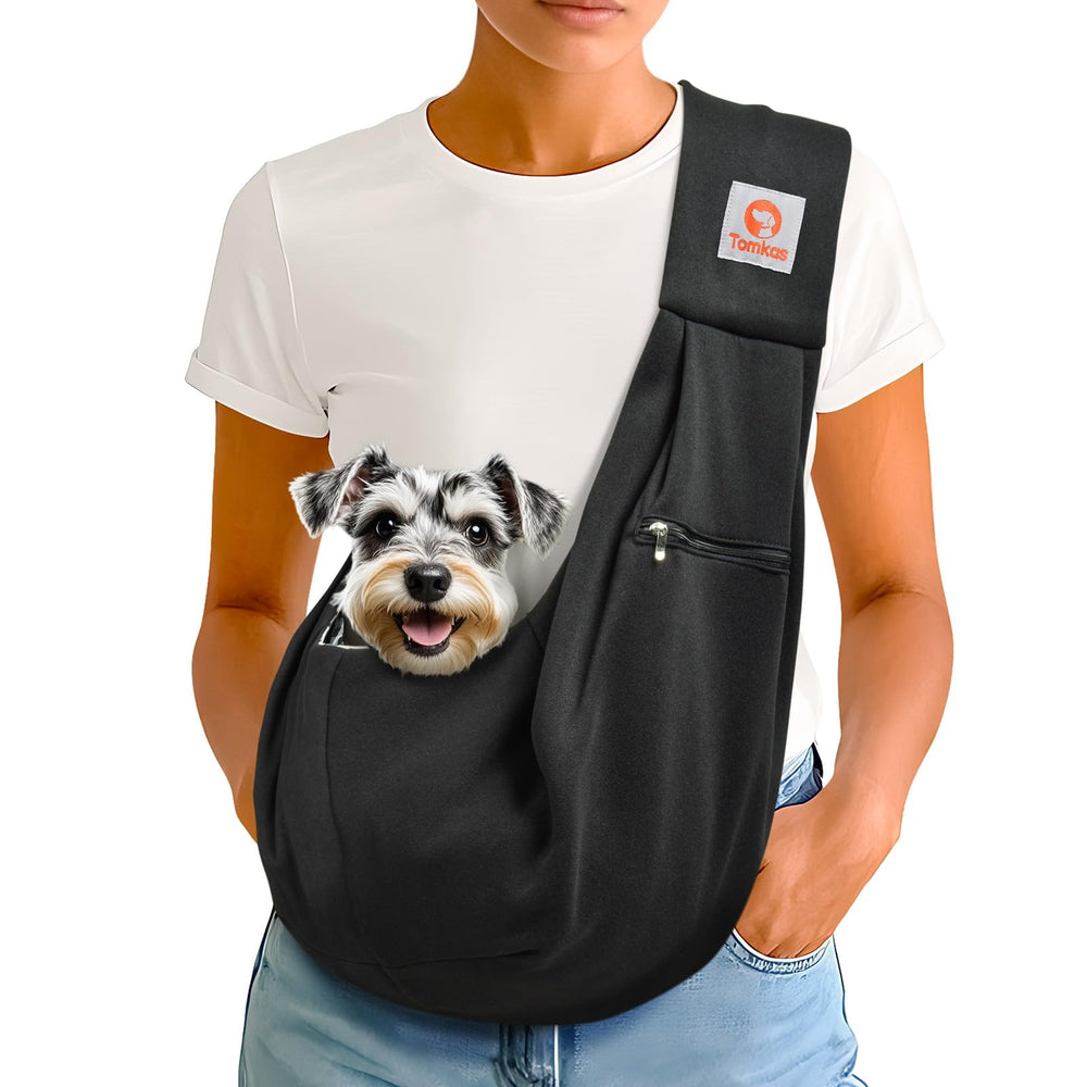 Tomkas portador para perro pequeño con bolsillo delantero de cremallera para llaves y teléfono