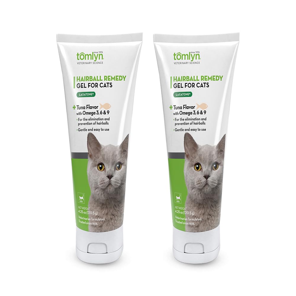 Tomlyn Laxatone pack de dos envases con sabor atún para gatos.