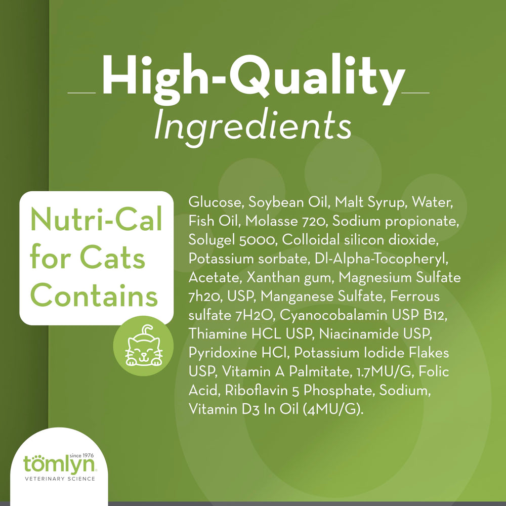 Tomlyn Nutri-Cal gel para gatos, energía extra para días activos.