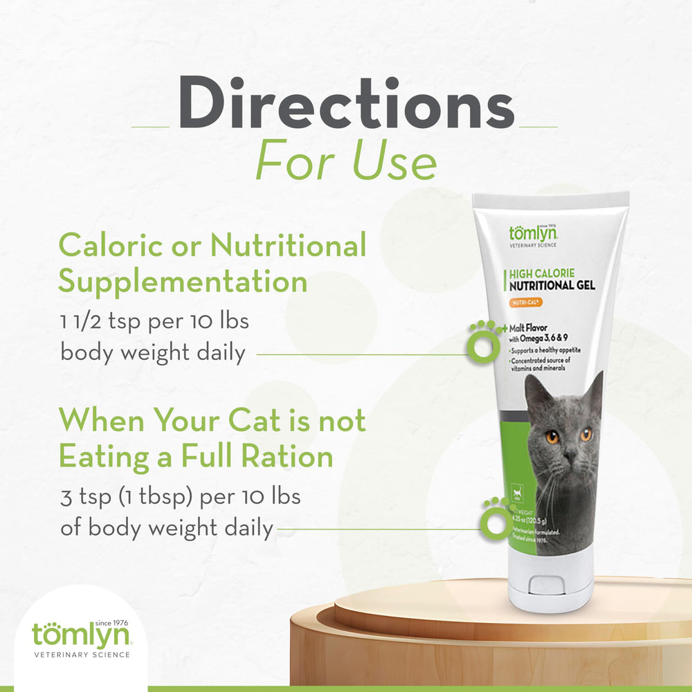 Tomlyn Nutri-Cal gel para gatos, Omega-3-6-9 para piel sana.