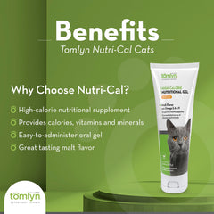 Tomlyn Nutri-Cal gel para gatos, textura cremosa, facilita la ingesta.