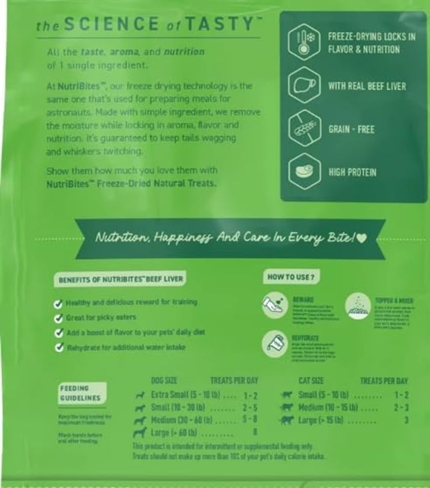 Tomo Wellness NutriBites, hígado de res deshidratado, premio o aderezo para comida.