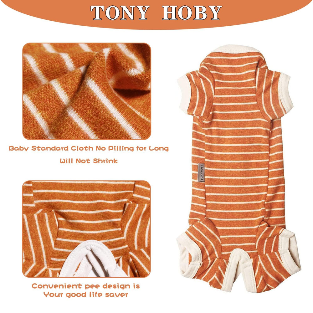 TONY HOBY pijama para perro rayas naranjas blancas, diseño para salidas