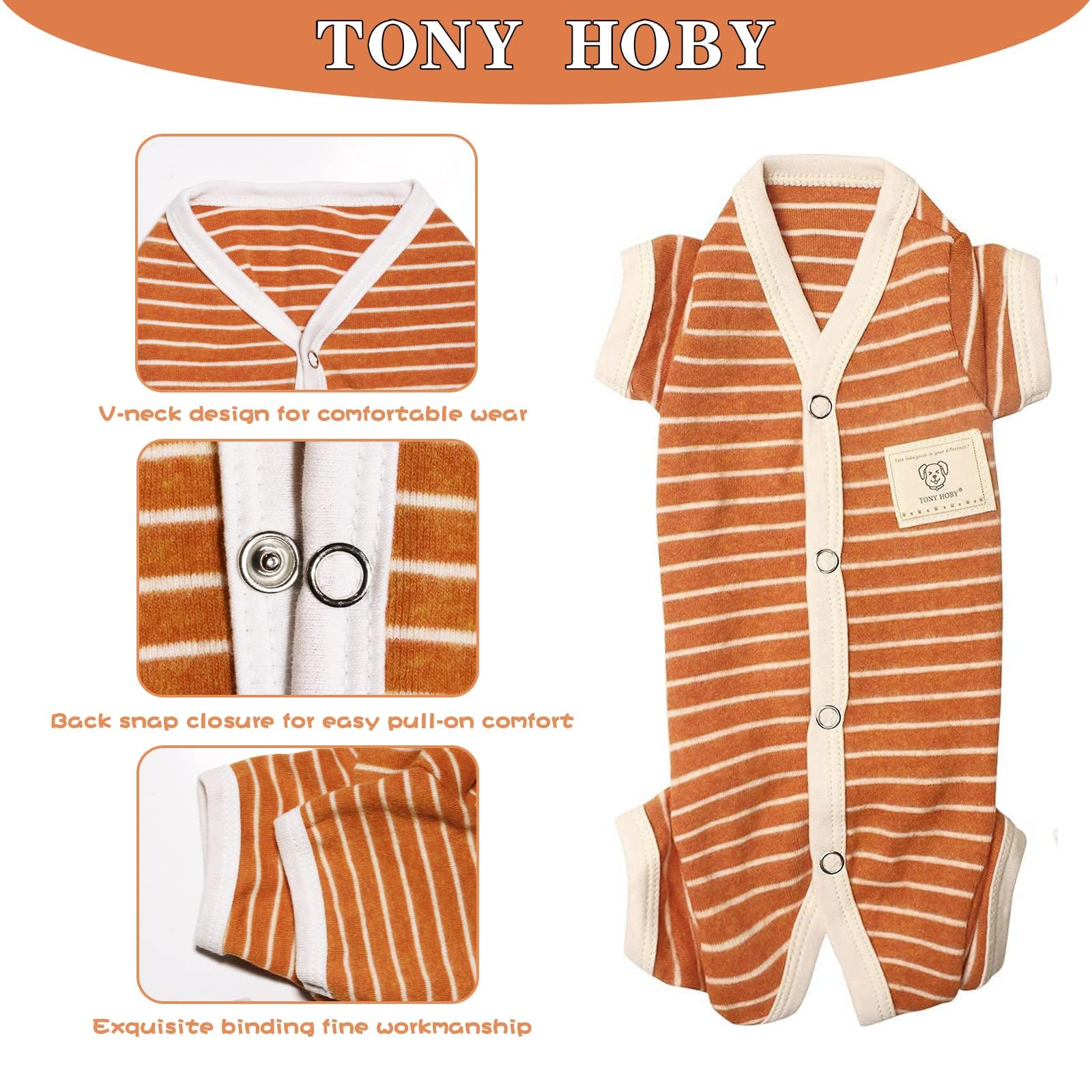TONY HOBY pijama para perro tejido algodón suave, tela transpirable