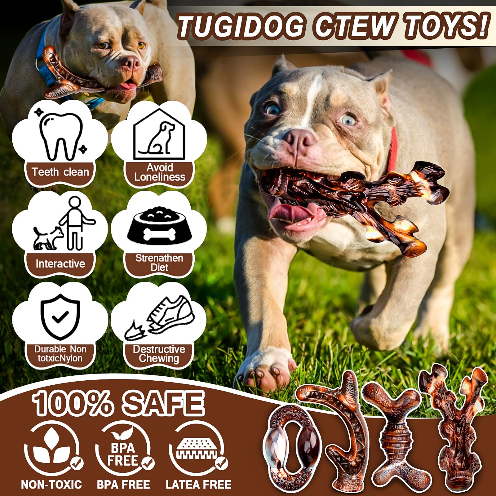 TonyEst Hueso de masticación duradero para perros medianos.