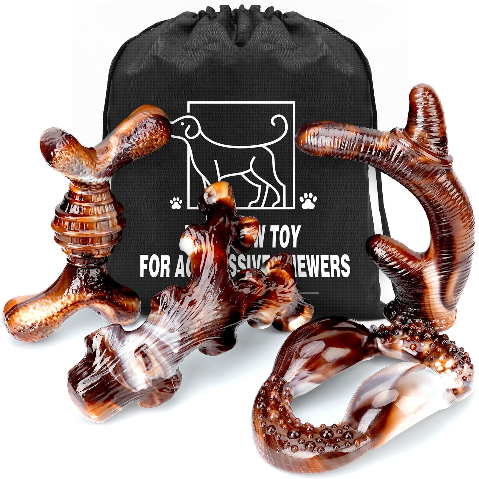 TonyEst Juguetes de masticación con cuatro formas para perros activos.