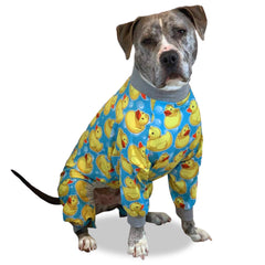 Tooth & Honey pijama para pit bull con estampado pato de goma, cómodo y duradero.