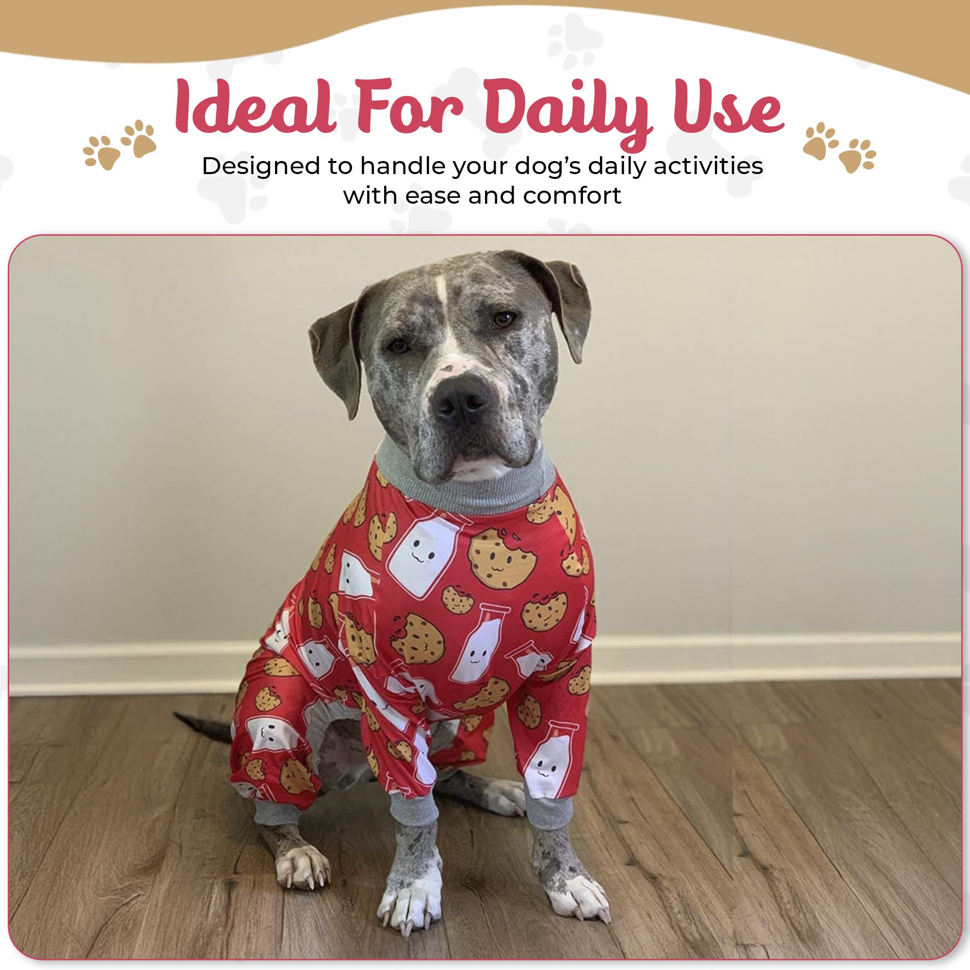 Tooth & Honey Pijama Pitbull, diseño leche y galleta para movilidad