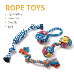Toozey set de 7 juguetes coloridos para perros pequeños.
