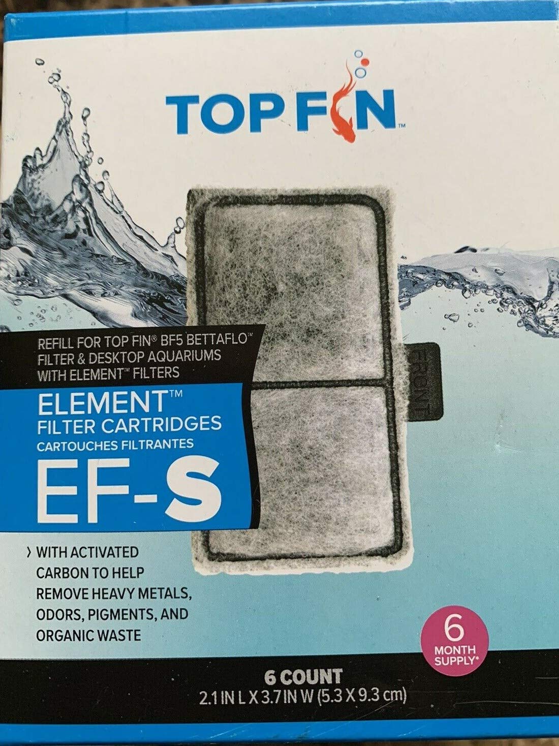 Cartuchos Top Fin EF-S con carbón activo para filtración eficiente del acuario.