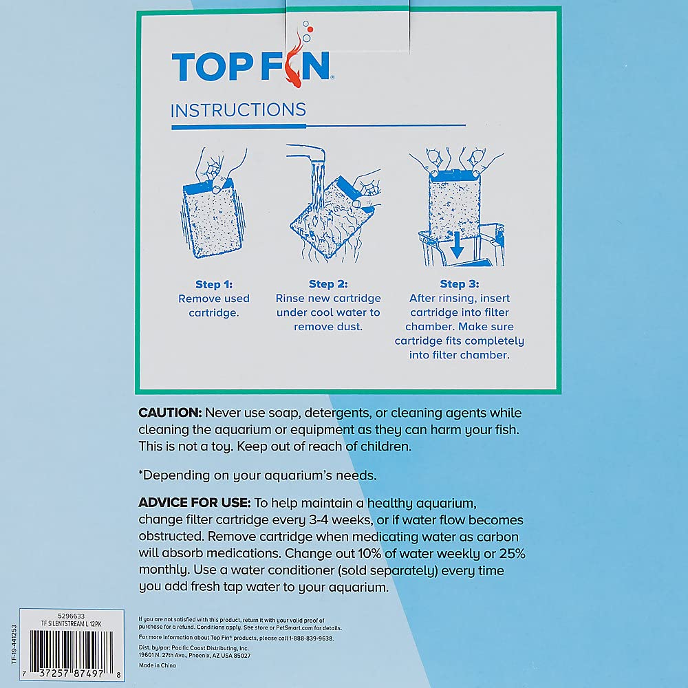Top Fin Silenstream PF-L con carbón activado mejora la claridad del agua.