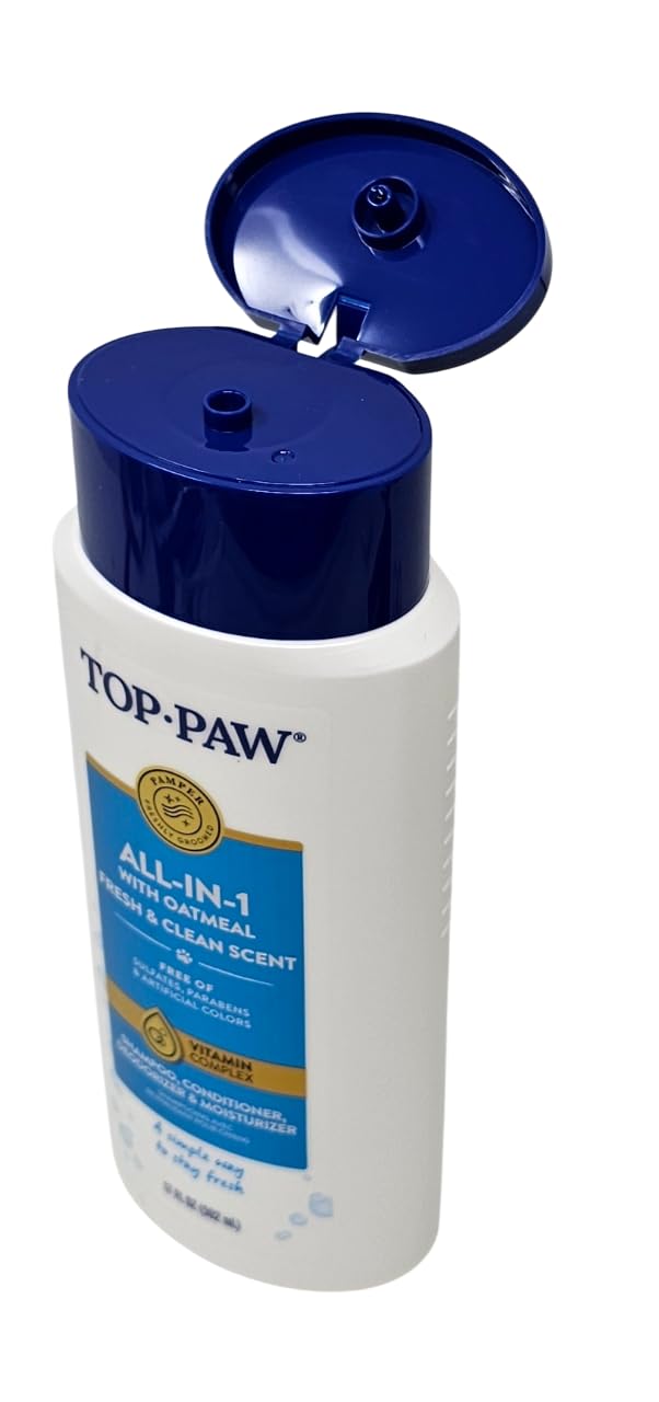 Top Paw Champú Avena, piel suave y pelaje nutrido tras el lavado.
