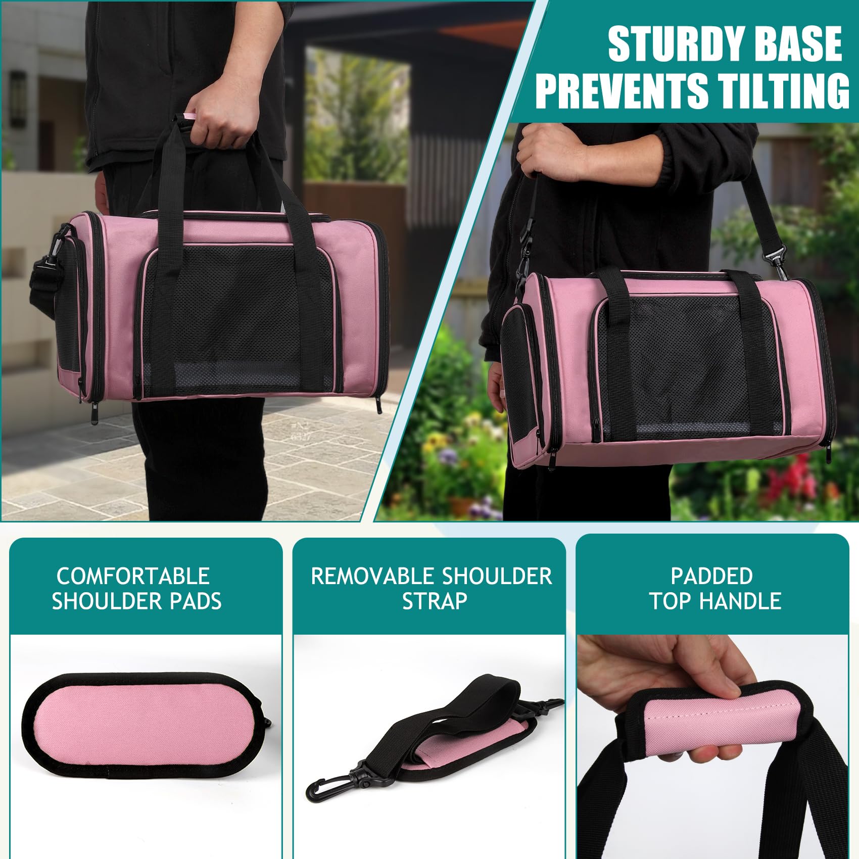 Top tasta Transportadora: almohadilla suave removible para comodidad.