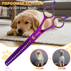 TOPGOOSE Tijera de 18 dientes para despunte suave, quita exceso de pelo sin perder volumen natural