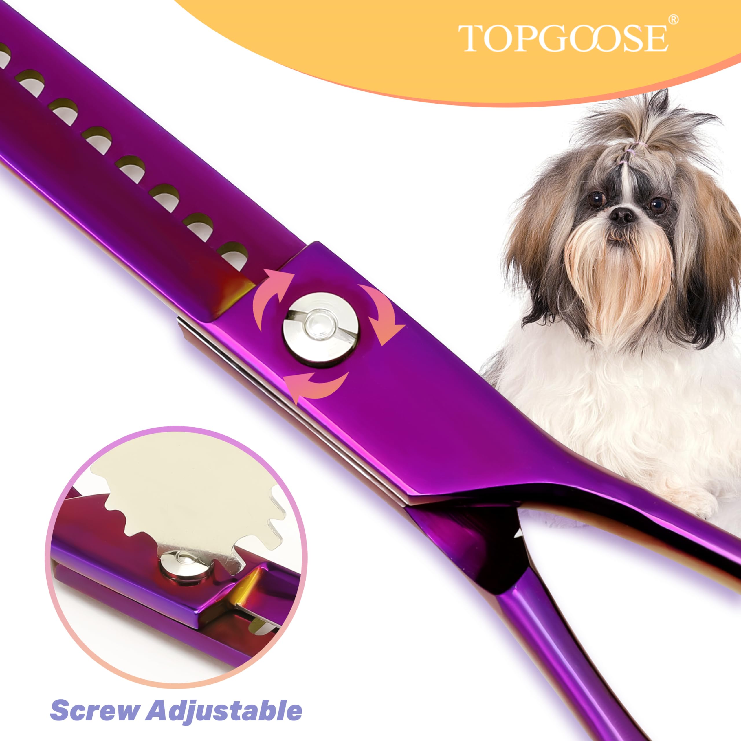 Tijera curva TOPGOOSE para perros, 7-5 pulgadas, precisión suave