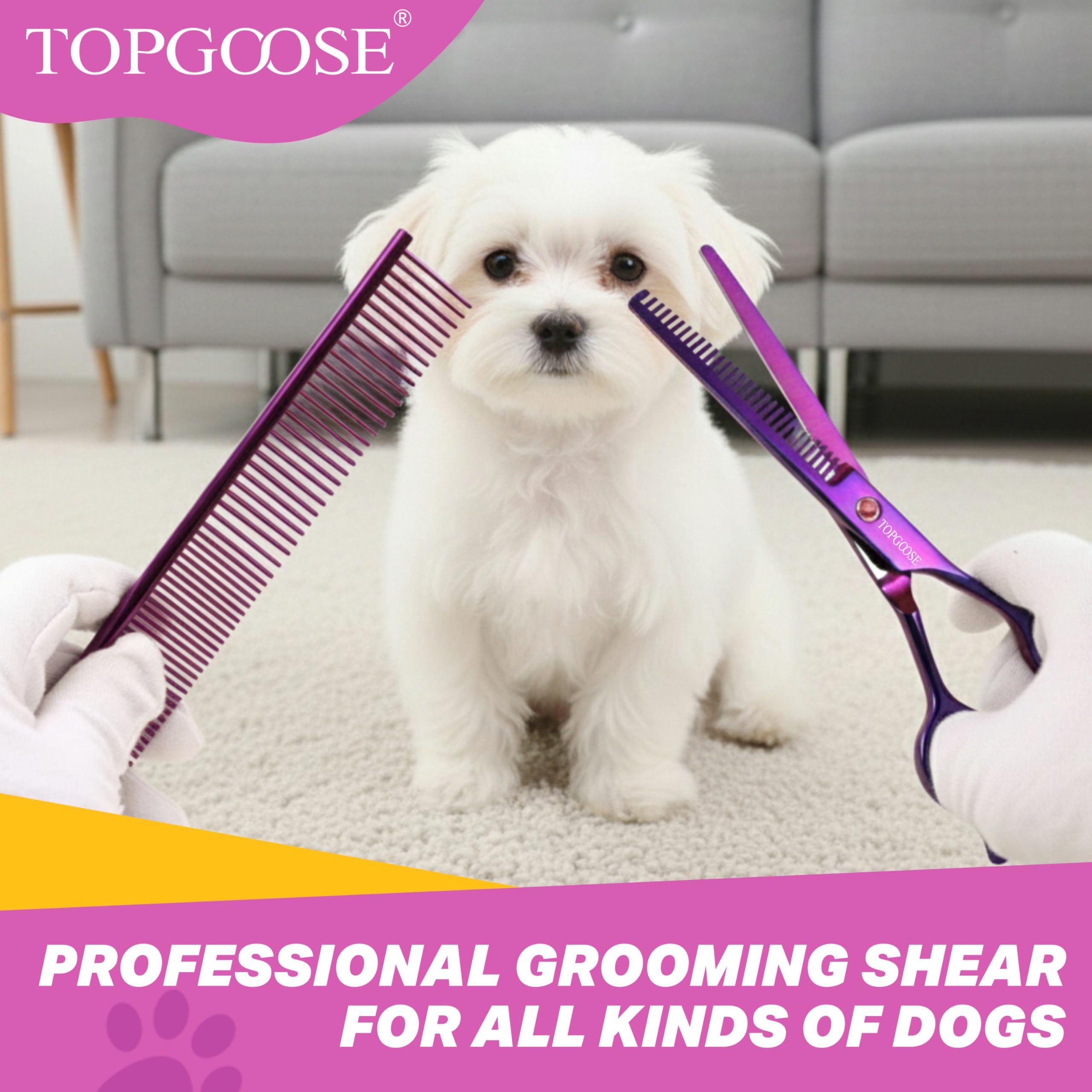 TOPGOOSE tijeras-despunte-perros uso casa y profesional para grooming