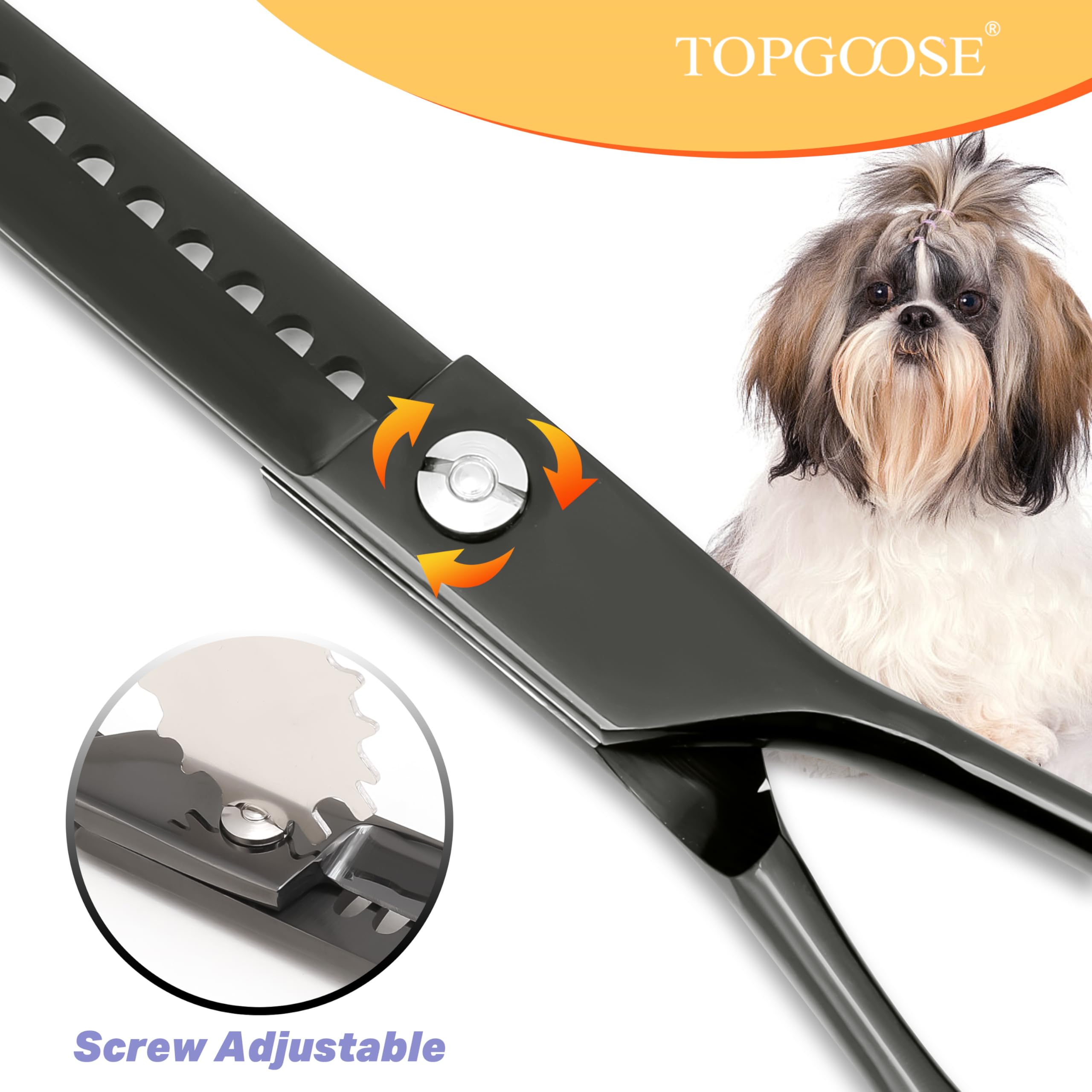 TOPGOOSE tijeras de adelgazamiento para perros, control del volumen.