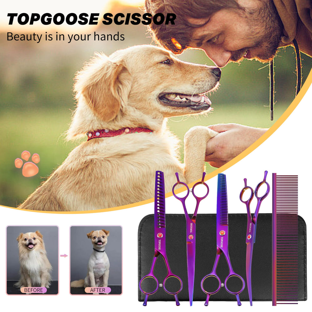 Tijera recta TOPGOOSE para perros, 7-5 pulgadas, corte limpio