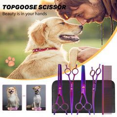 Tijera recta TOPGOOSE para perros, 7-5 pulgadas, corte limpio