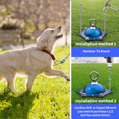 TOPKNOT base giratoria 360° para estaca de perro, conexión rápida del cable de paseo.