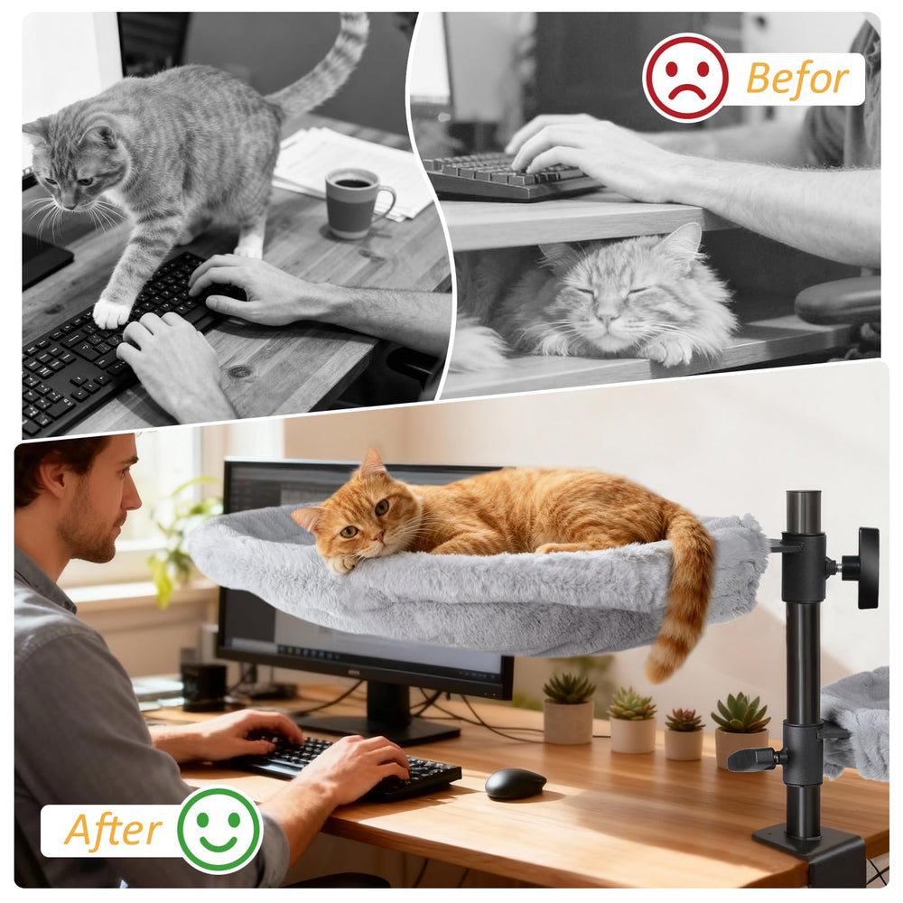 Topmart cama para gatos en escritorio, altura ajustable para variar ángulo de descanso