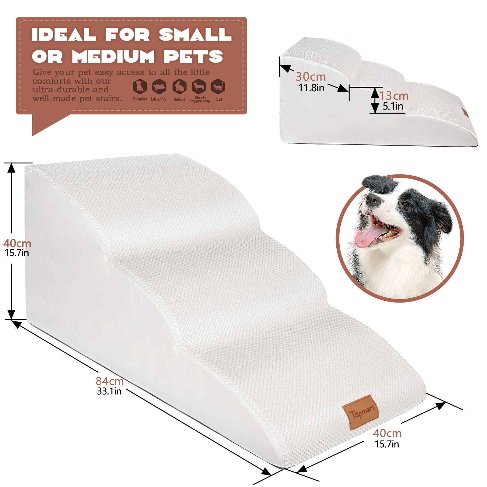 Topmart escalones para perros antideslizantes con corduroy brindan mejor adherencia.