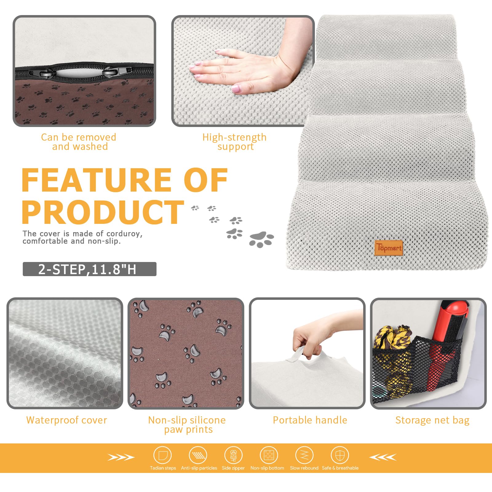 Topmart escalones: funda lavable a máquina protege la espuma y facilita limpieza