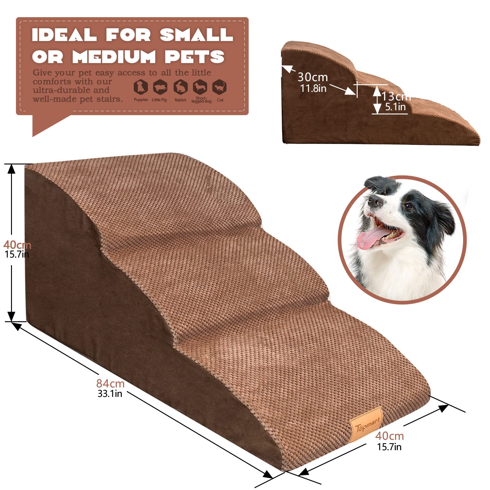 Topmart escalones para perros con espuma de alta densidad e impermeable