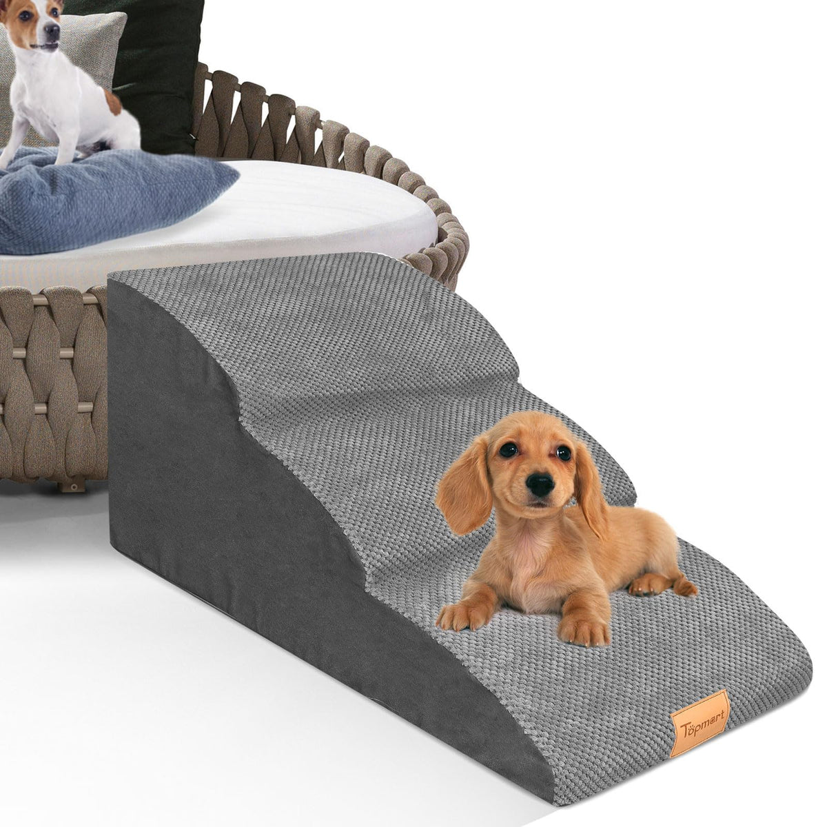 Topmart rampa para perros en espuma de alta densidad con 3 niveles para subir
