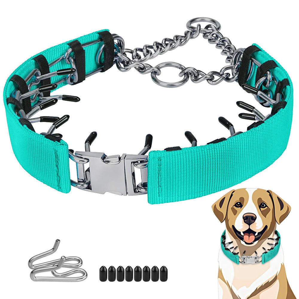 Toptakeit collar de púas para perros, versión verde, talla M, ajuste cómodo para entrenamiento.