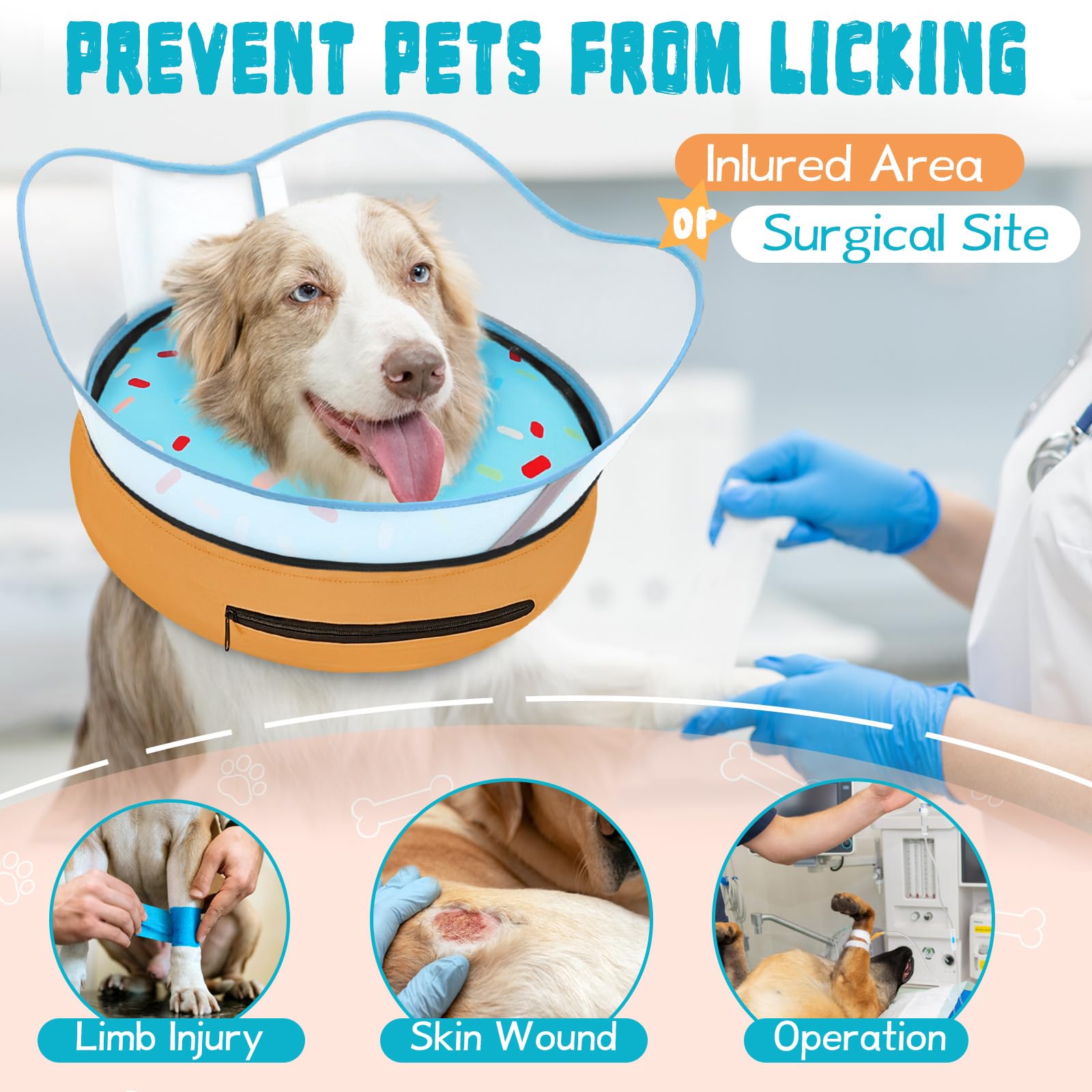 Toptakeit collar rosquilla inflable para perro, confort interior que acompaña la recuperación.