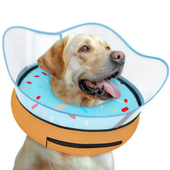 Toptakeit collar rosquilla inflable para perro, vista frontal, ayuda a prevenir lamidos.