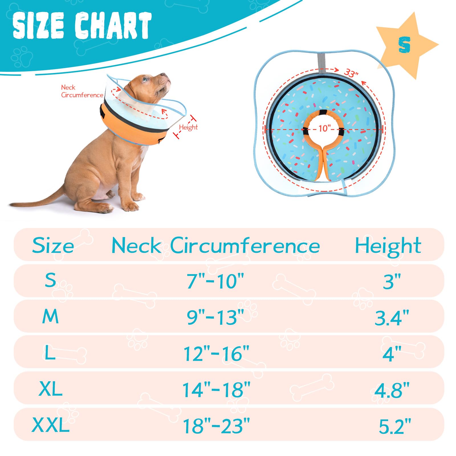 Toptakeit collar rosquilla inflable para perro, seguridad interna evita escapes.